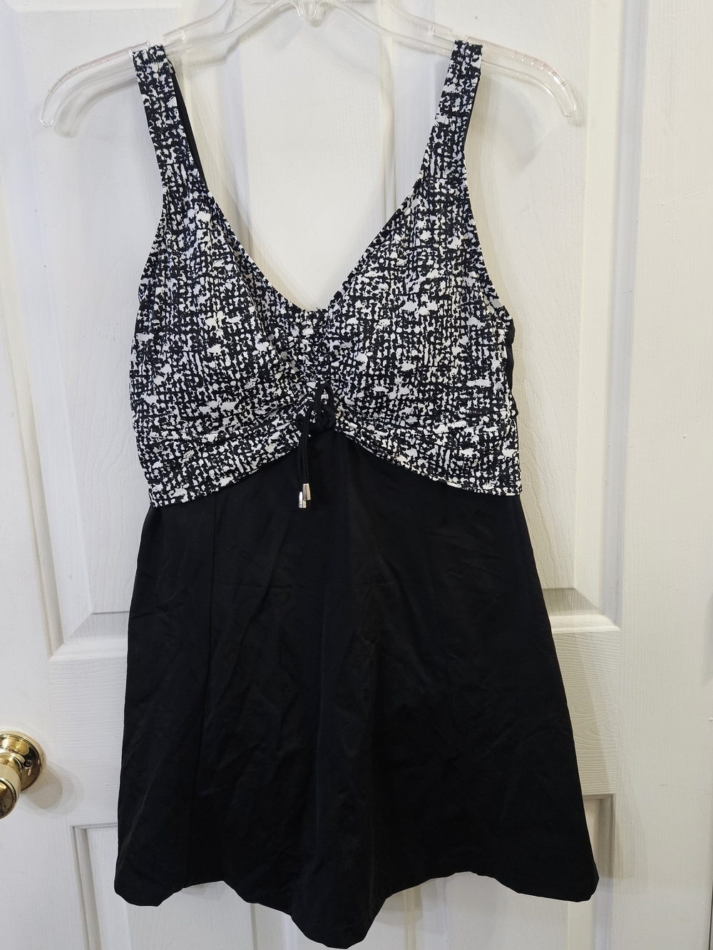Maxine Black White Built In One Piece Slimming Swimsuit Dress 12 Summer Beach